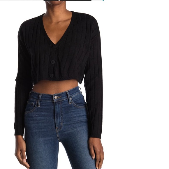 Abound Sweaters - Abound Black Cropped Long Sleeve Cardigan NWT